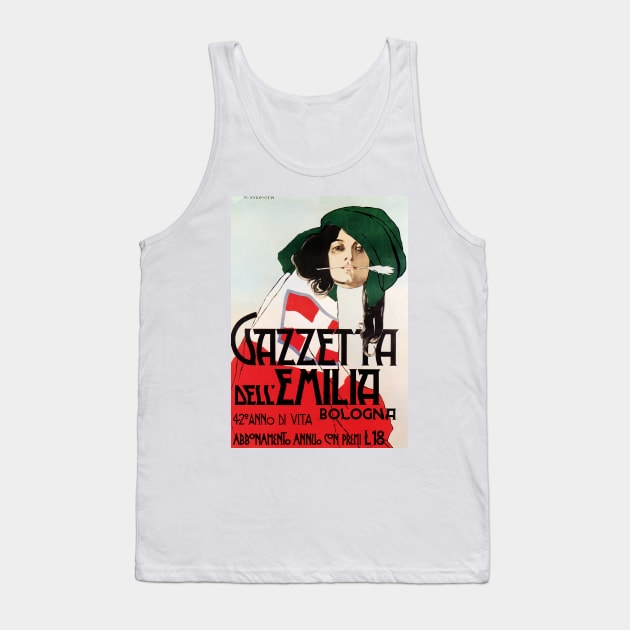 GAZZETTA DELL EMILIA Woman with Feather 1904 by Marcelo Dudovich Tank Top by vintageposters